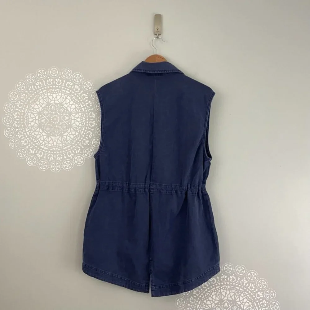 Offline by Aerie Blue Utility Cargo Military Vest Jacket Size Medium_2